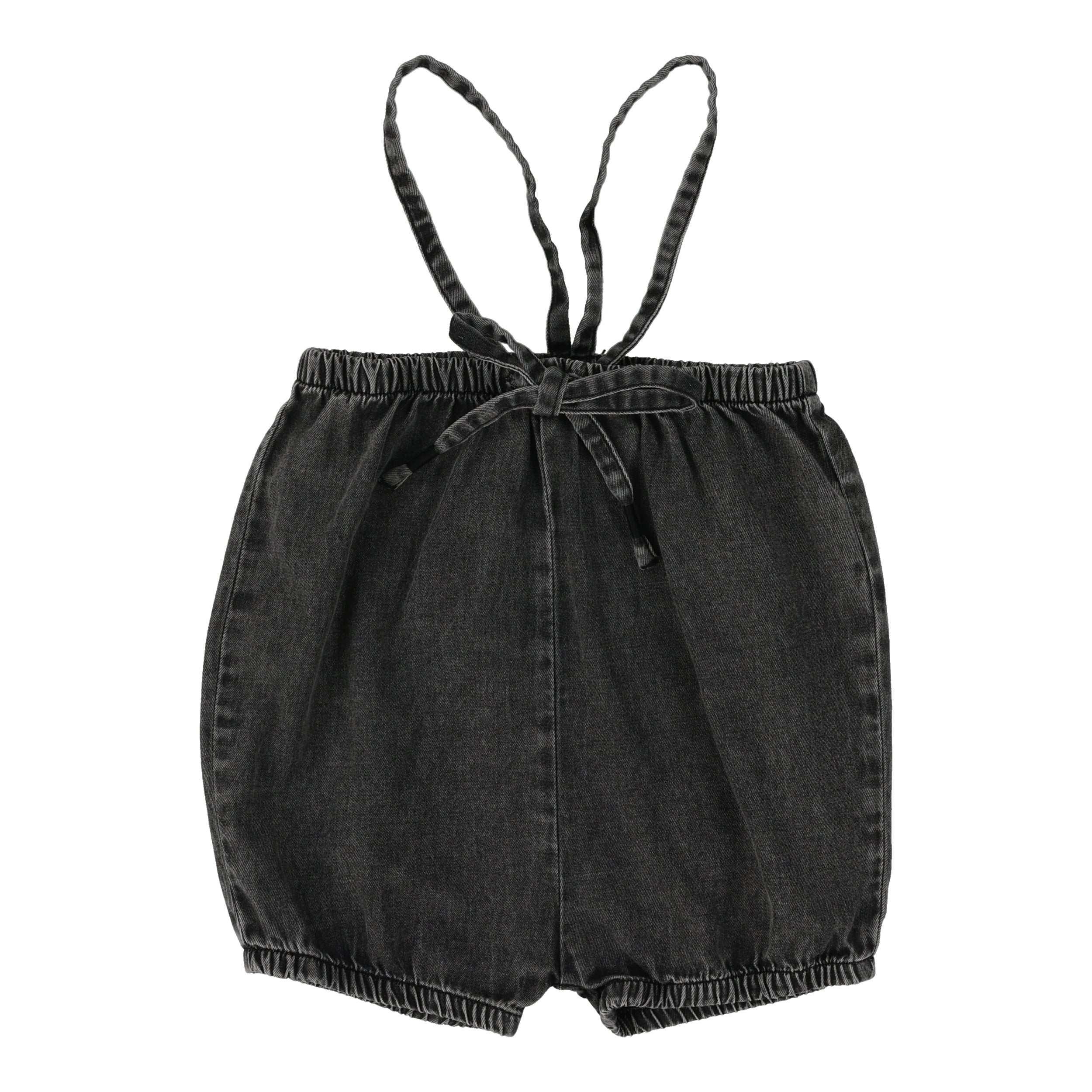 Bubble Suspender Shorts - Black Wash