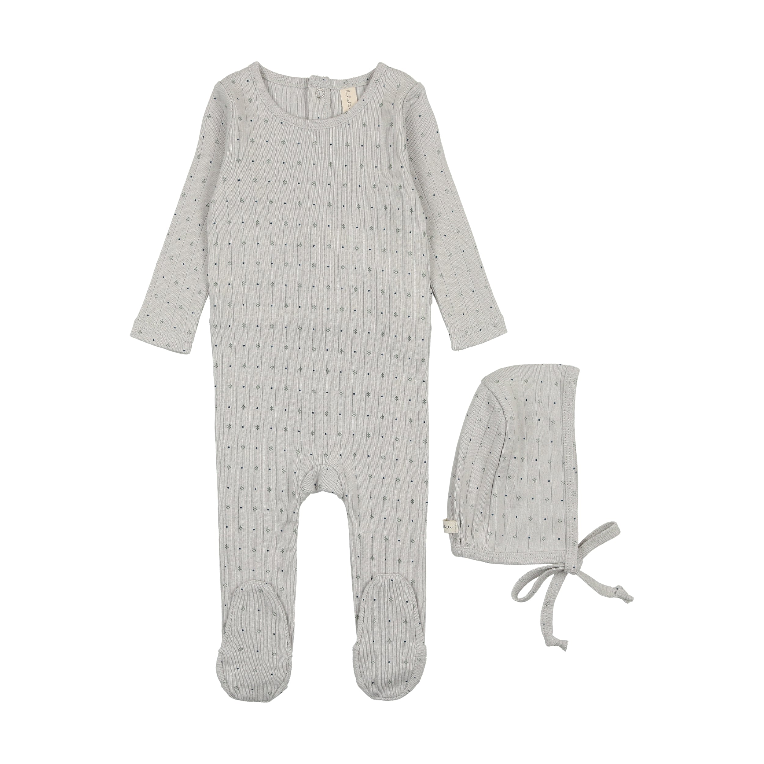 Linear Printed Footie Set - Light Blue